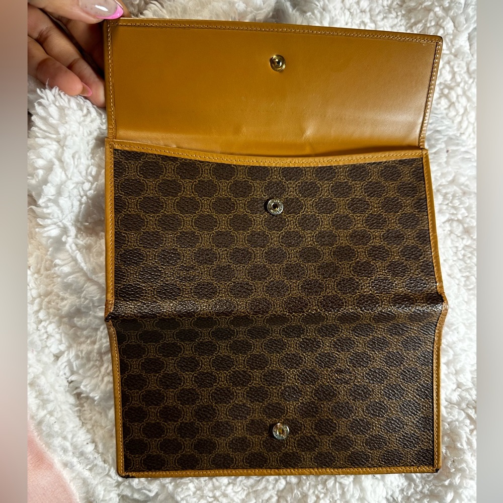 Celine Macadam Pattern Leather Long Wallet Brown … - image 5